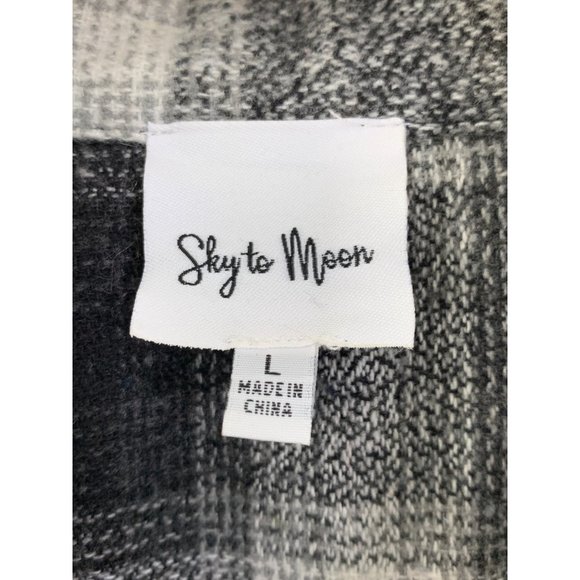 Sky To Moon Boyfriend Shacket Flannel Shirt Oversize Barn Large Plaid 6639 NWOT - Picture 5 of 9